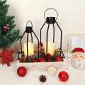 2 Set Candle Lantern Black Decorative Lanterns with Flickering LED Christmas Halloween Gift. 