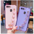 For OPPO A12 Back Cover + Love Heart Bracelet Luxury Glossy Shiny Plating Bumper Ladies Case Soft Silicone Protective Phone Cases. 