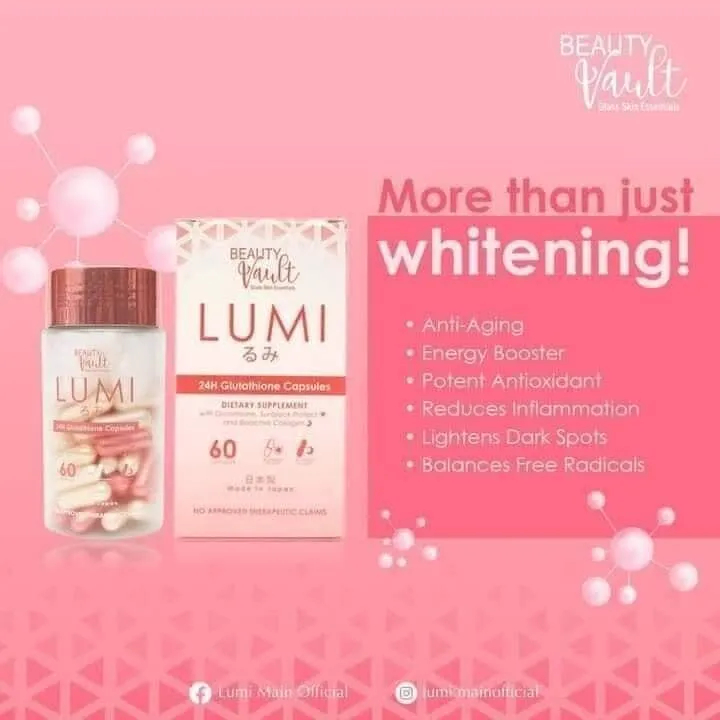 lumi glutathione capsule benefits and side effects Beauty Vault 24H Capsules, 60 Caps Health, Household & Personal Care FDA Advisory No.2022-1038-A || LIFTING