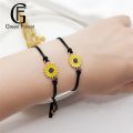 Green forest 1 Set Friendship Card Bracelets Sunflower Dripping Oil Adjustable Bracelets for Daily Wear. 