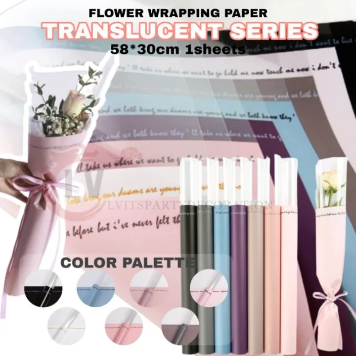 🇲🇾 1pcs 58x30CM TRANSLUCENT Waterproof Flower Wrapping Paper Bouquet Florist Wrapped Wrapper Kertas Pembalut 半透明女神花束包装纸