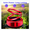 Air Freshener HIGH DURABLE METAL Double Ring Solar powered Dashboard Ornament Spinning Double Ring Perfume Diffuser for car Aromatherapy Car interior decoration- Red. 