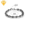 Men Skull Bracelet Vintage Punk Skull Bracelet for Halloween Cosplay Parties Unisex Gothic Wrist Jewelry with Lobster Clip High Polish Alloy Bangle Gothic Style Bracelet. 