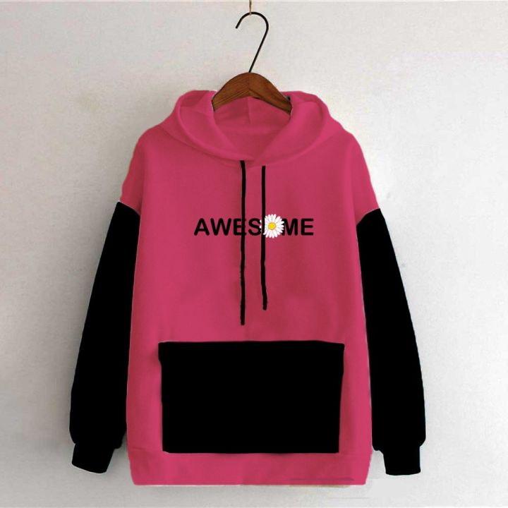 Women/ Ladies Loose-Fitting / Over-Sized Hodie T Shirt Long Sleeve Printed Snoopy Lancer Awesome Hoodie High Quality Cotton Fabric Cotton Fabric Hoodie / Jacket In Pink Colors