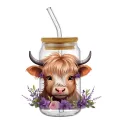 Highland Cattle Decal Transfer Sticker UV DTF DIY for 16oz Glass Cup Can Wraps Easy To Use Custom Cow Mugs Gift Decals. 