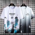 Short Sleeve T T-shirt Men's Fashion Brand Summer National Fashion New Half Sleeve Men's Ice Silk T-shirt Loose Teen All-Matching Top. 