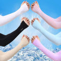 UV Solar Arm Sleeves Woman Men Cycling Fingerless Gloves Cool Muff Summer Ice Silk Elastic Arm Cover Driving Anti-Sunburn Sleeve Sunlight Mall. 