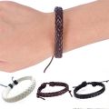 Punk Braided Leather Bracelet Black Adjustable Bangle Cuff Rope For Fashion Jewelry. 