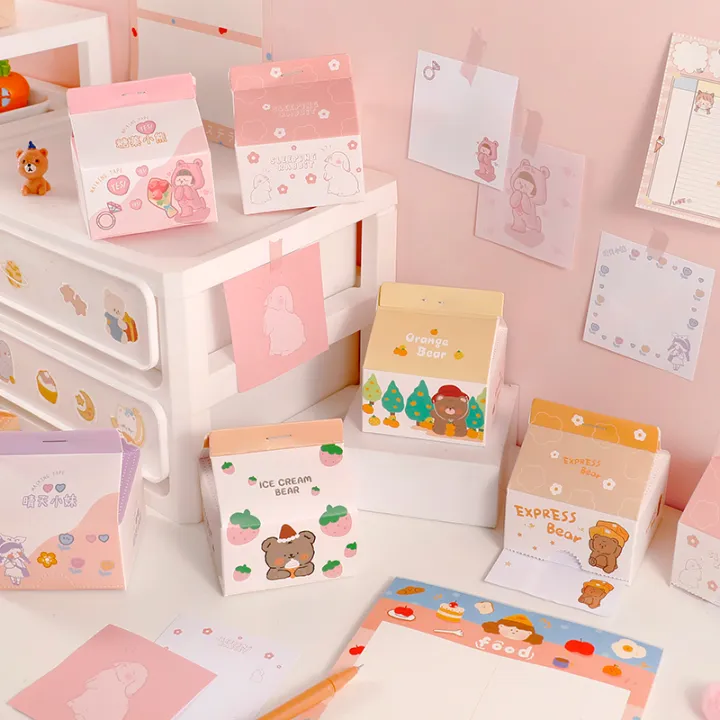 201/230 Sheet Cartoon Memo Pad Notes Korean Milk Box Tear To Do List ...