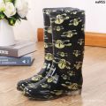 Long Tube Rubber Boots Summer Women's High Tube Shoe Cover Rain Boots Rubber Shoes Jelly Waterproof Shoes Rain Boots Non-Slip Cute Fashion ︷. 