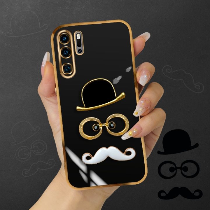 For Huawei P30 Pro Mobile Phone Case Fashion 3D Fashion Brand Temperament Metal Magician Mr. Beard Accessories Ultra thin Soft TPU Straight Edge Soft/Hard Square Anti slip Anti fall Mobile Phone Case