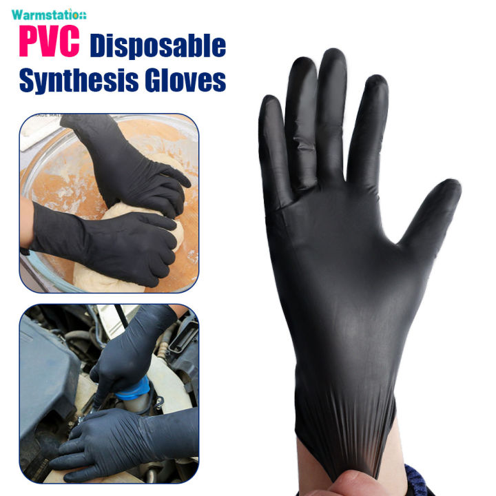 Black Kitchen Disposable Gloves Waterproof Thickened PVC Protective Gloves Kitchen Laboratory Cleaning Gloves