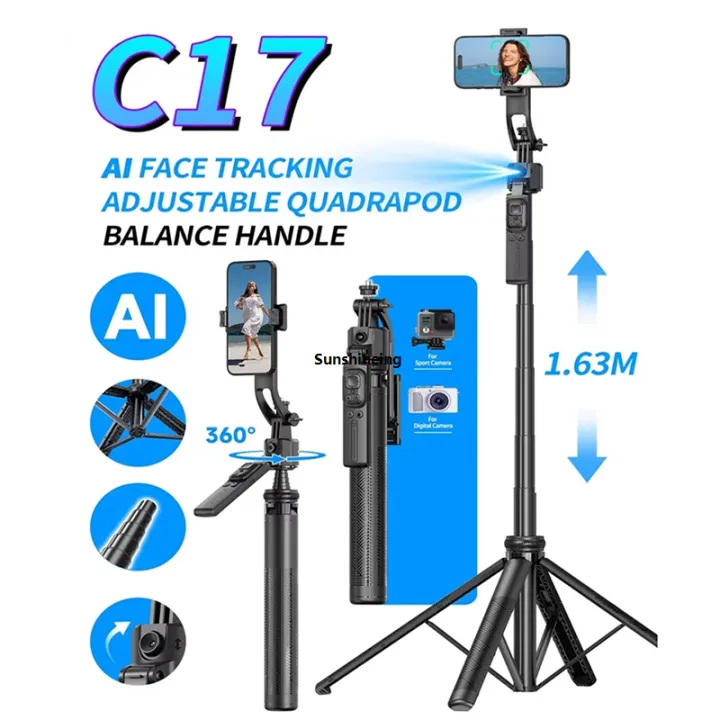 Door%20Phone%20Holder%20Without%20Tripod%20Bluetooth%20Quick%20Rotation%20AI%20Tracking%20C17%20Unipod%20360%C2%B0%20Auto%20Line%20Selfie%20Stick%20-%20Image%208