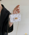 (MG)Women Kid Cute Jelly Mini Bag Square Sling Bag Crossbody Pearls Bag Beg Tangan Budak Kanak Kecil Wanita Perempuan. 