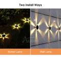 Auoyo solar led outdoor ground garden light Waterproof Courtyard Wall Step Lamp Decoration Solar Fence Light Round Warm Lighting. 
