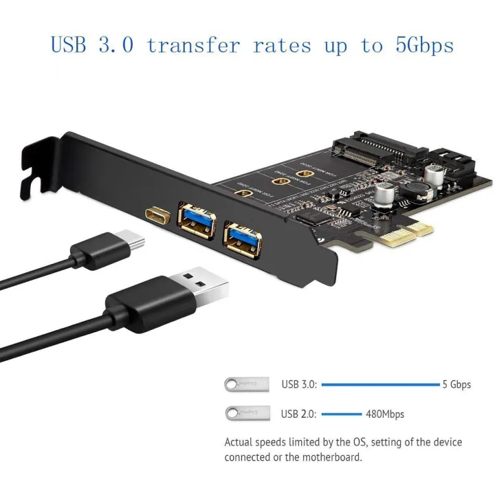 PCI-E%20to%20USB%203.0%20PCI%20Express%20Card%20Incl.1%20USB%20C%20and%202%20USB%20A%20Ports,%20M.2%20NVME%20to%20PCIe%203.0%20Adapter%20Card%20with%20Bracket%20-%20Image%202
