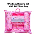 4 Pieces Polyester Baby Bedding Set / 100% Polyester Baby Bedding Set 4Pc Feels Like Mother's Lap/ New Born Baby Super Soft 4 Pcs Bedding Set/ New Born Baby Bedding Set with Cushion and Pillow/ Cotton New Born Baby Bedding with 3 Pillow Set. 