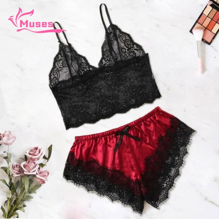 Muses%20Mall%20Camisole%20Shorts%20Set%20Attractive%20Women%20Camisole%20Shorts%20Lace%20Sleepwear%20Set%20-%20Image%208