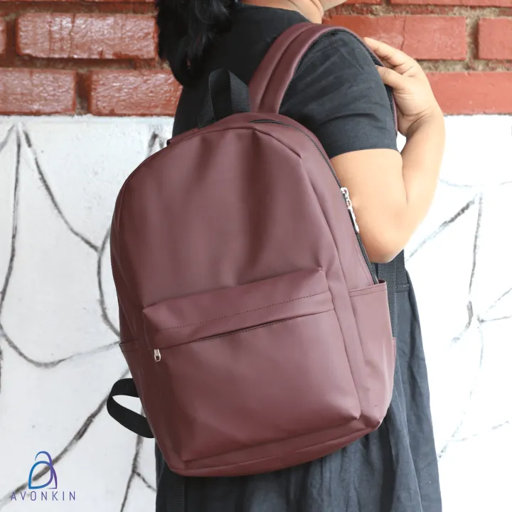 Synthetic%20Leather%20Simple%20Backpack%20Plain%20Color%20Backpack%20Avonkin%20Bags%20(CBP08)%20-%20Image%205