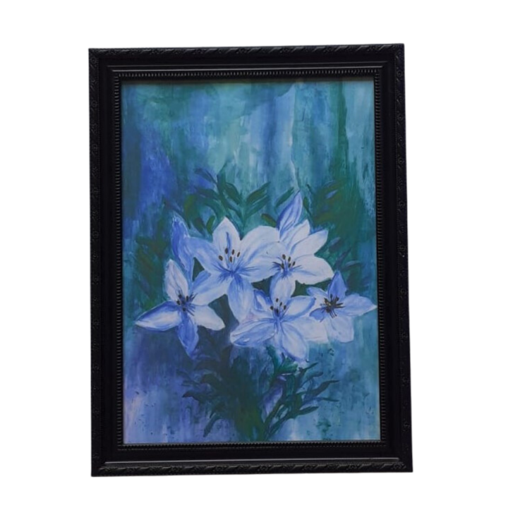 Framed%20Art%20Print%20Wall%20Art%20Blue%20Lily%20Flowers%20Acrylic%20Abstract%20Painting%20Picture%20Nature%20Decor%20for%20Living%20Room%20Bed%20Room%20Home%20Decoration%20-%20Image%202