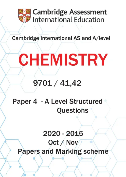 Cambridge International AS And A Level - Chemistry Past Paper 4 Oct/Nov (9701/41,42) -4 A Level Structured Questions