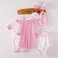 8 Pcs/Set Newborn Kids Baby clothes Clothing Outfits Unisex Tops + Pants children cotton gift bib. 