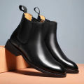 Men's Classic retro genuine leather Chelsea boots men Fashion Ankle boot mens casual British style short boot high-top shoes. 