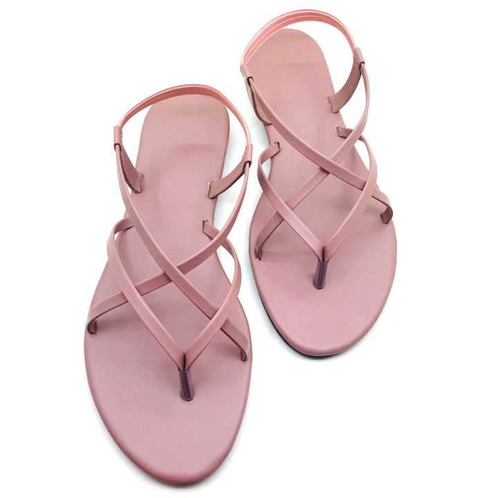 Freedom Feet High-quality Flat Ladies Saman Pink Cross Sandals Gladiator Flat Shoes flat Slipper