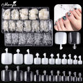 Monja 550Pcs/Box False Toe Nails Full Cover Foot Nail Tips Acrylic Clear Natural Fake Nails Uv Gel Extension Manicure Tool. 