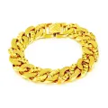 Gold Plated bracelet Vintage Luxury 24K Gold Color Copper Cuban Link Bracelets Hip Hop Free Gift Box Men Bracelet & Bangle Male Accessory. 
