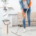 Floor Mop with Bucket, Flat Squeeze Mop Bucket System Cleaning Supplies 360° Flexible Mop Head/2 Reusable Pads Home Floor Cleaner Mops Extended Stainless Steel Handle Mops for Home. 