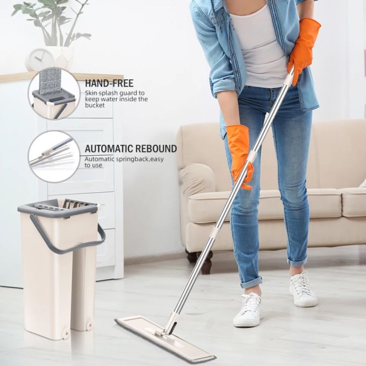Floor%20Mop%20with%20Bucket,%20Flat%20Squeeze%20Mop%20Bucket%20System%20Cleaning%20Supplies%20360%C2%B0%20Flexible%20Mop%20Head/2%20Reusable%20Pads%20Home%20Floor%20Cleaner%20Mops%20Extended%20Stainless%20Steel%20Handle%20Mops%20for%20Home%20-%20Image%203