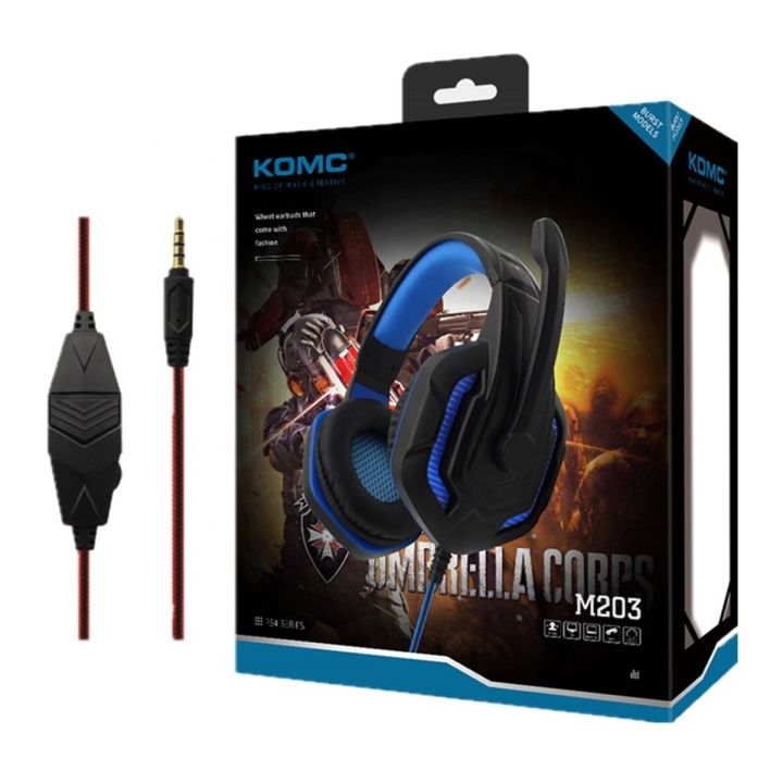 Wired Gaming Headset KOMC Headphone with Microphone Mic Stereo Super Bass For Gamers