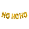 HO HO HO 16" Gold Foil Letter Balloon Banner – Christmas Party Decor with Ribbon & Straw. 