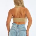 Yfashion Women's Backless Turtleneck Crop Top. 