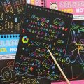 Children Kids Painting Graffiti Color DIY Scratchbook Scratch Book Drawing. 