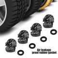 4Pcs/Set Universal Skull Car Auto Wheel Tire Valve Stem Caps Dust Covers Modified Tire Valve Cap for Car, Motorcycle and Bicycle. 