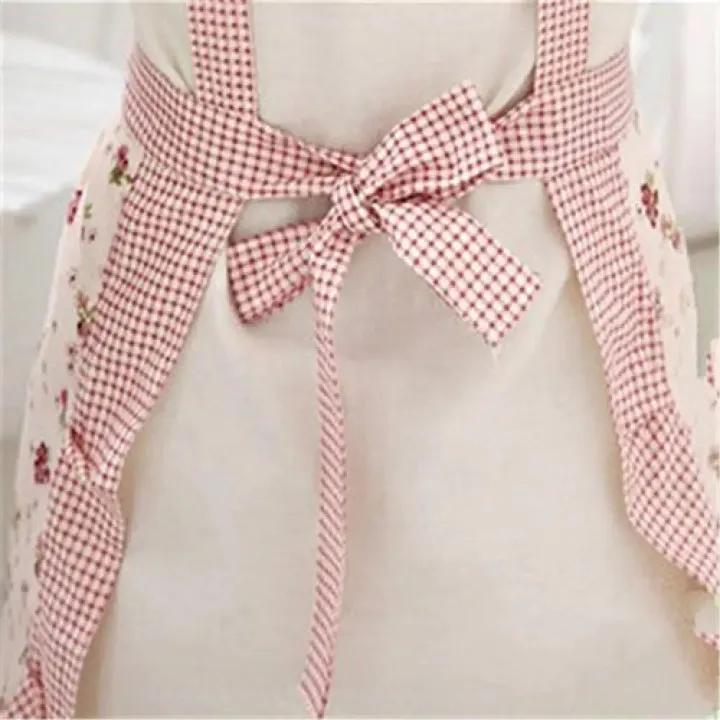 %E3%80%90HUT%E3%80%91%20Women%5C'S%20Waterproof%20Floral%20Dotted%20Plaid%20Kitchen%20Cooking%20Bib%20Apron%20With%20Pocket%20-%20Image%202
