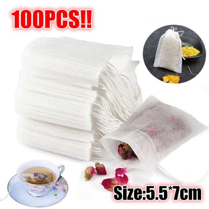 100X Tea Bags Food grade Empty Scented Tea Bags Infuser Seal Filter Paper