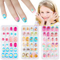 Children Press on Nails,24 Pcs Nails Tips for Kids Acrylic Nails Pre-glue Full Cover Short False Nails Cute Fingernails. 