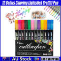 Self-Outline Graffiti Pen Lightstick Glitter Coloring Outline Markers Metallic Double Line Metallic Markers for Art Art. 