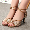 Modern Dance Shoes Women Ladies Peep Toe Tango Shoes Standard Waltz Ballroom Dancing Shoes Latin Sandals Heels 5.5cm. 