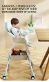 Foldable Baby High Chair, Infant Chair with 4 Silent Wheel, Lightweight Multifunctional Toddlers Dining Chair for Feeding, Blue with Cushion | INeedz HC401. 