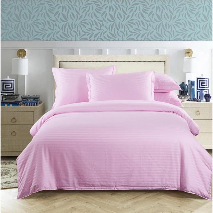 Original Self Striped Bedsheet - Pastel Pink