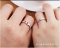 A-Z Corner Silver Color Couple Rings Wedding Ring Set Women and Men Love Carved Engagement Valentines Gift [ Size : Adjustable ] { Comes With BOX }. 