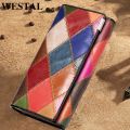WESTAL Women's Wallet Genuine Leather Wallets for Women Purse Leather Luxury Female Coin Purse Women Colorful Clutch Bags 4131. 