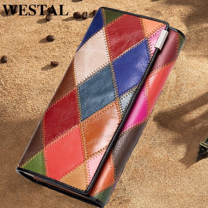 WESTAL Women's Wallet Genuine Leather Wallets for Women Purse Leather Luxury Female Coin Purse Women Colorful Clutch Bags 4131