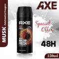 AXE Body Spray 150ml | 48H Long-Lasting Deodorant for Men | Dark Temptation, Apollo, Excite, Musk, Adrenalin. 