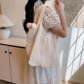 Fashion Solid Color Knitting Shoulder Bag Hollow Out Large Capacity Bohemian Crochet Tote Bag Elegant Versatile Casual Woven Handbag Beach. 