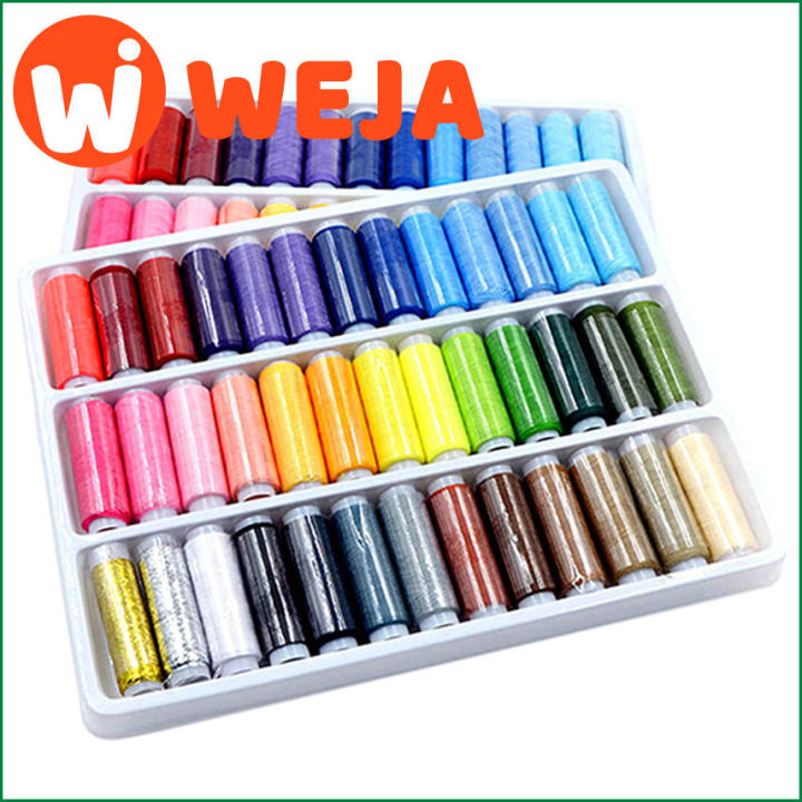 【WEJA】39Pcs Mixed Colors 100% Polyester Yarn Sewing Thread Roll Machine Hand Embroidery 200 Yard Each Spool For Home Sewing Kit